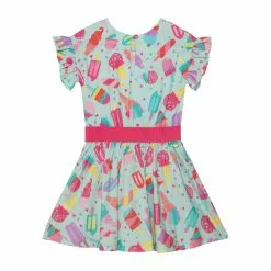 Deux Par Deux Inted Short Sleeve Dress Turquoise Popsicle