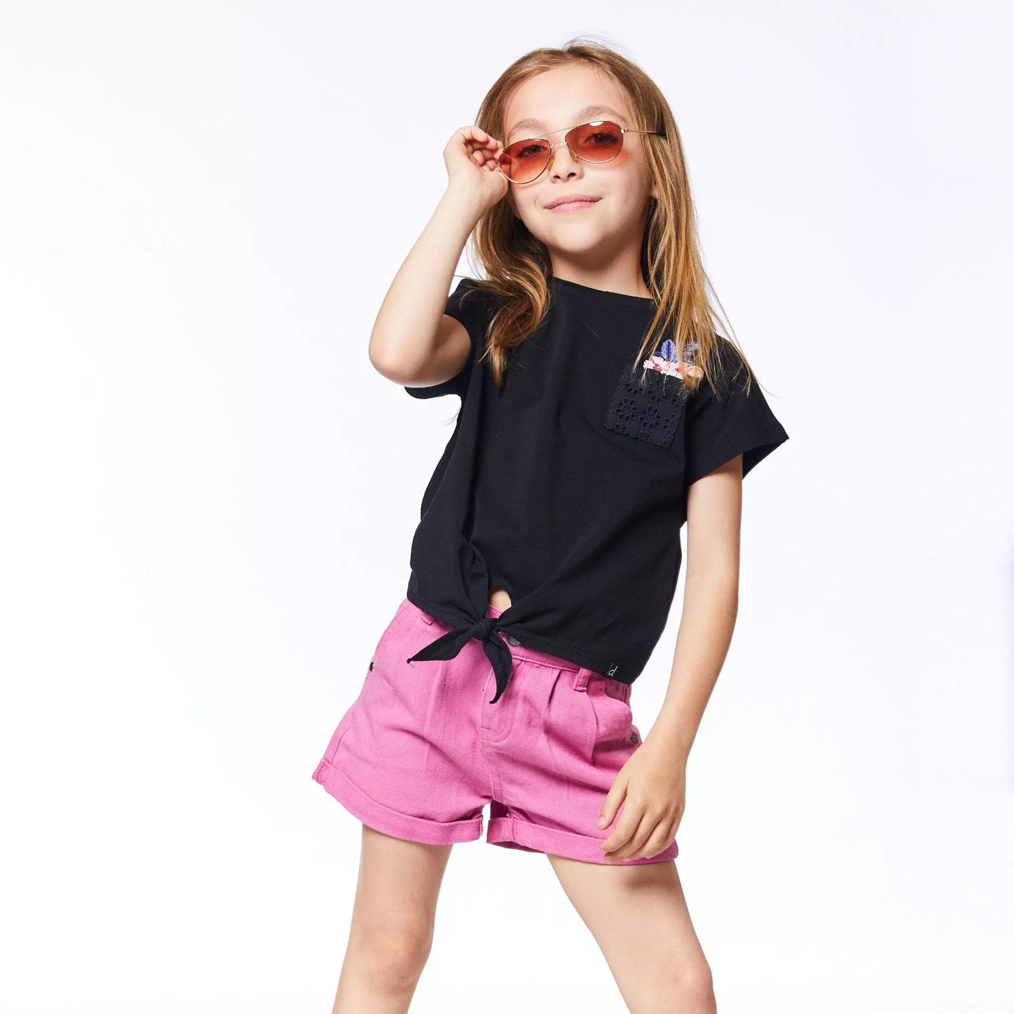 Deux Par Deux Organic Cotton Short Sleeve Knotted Tee