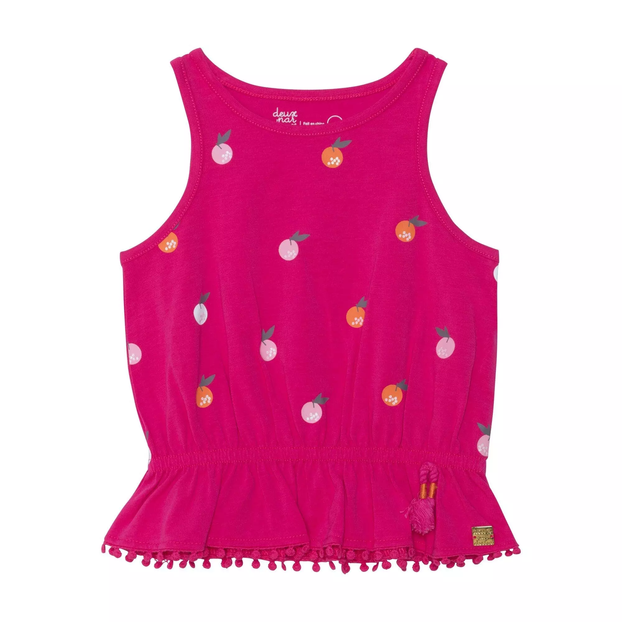 Deux Par Deux Organic Cotton Tank Top With Elastic Waist Fuchsia Pink - Image 2