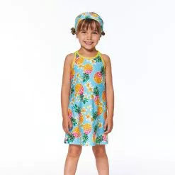 Deux Par Deux Inted Beach Dress Blue Pineapple