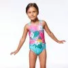 Deux Par Deux Inted One Piece Swimsuit Pink & Green Tropical Flowers