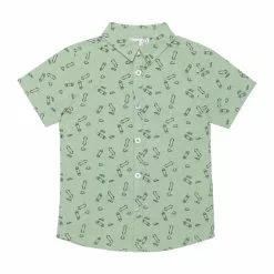 Deux Par Deux Inted Cotton Shirt Soft Green Skateboards