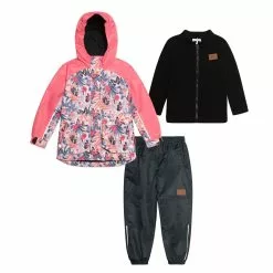 Deux Par Deux Inted 3 In 1 Spring Rain Set Pink And Blue Butterflies And Black Texture