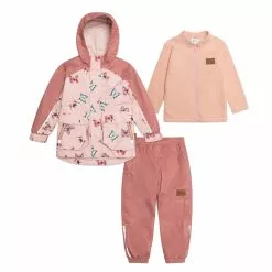 Deux Par Deux Inted 3 In 1 Rain Set Pink Cinnamon Watercolor Butterflies