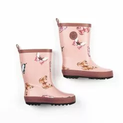 Deux Par Deux Inted Rain Boots Pink Watercolor Butterflies