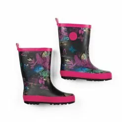 Deux Par Deux Inted Rain Boots Black Butterflies