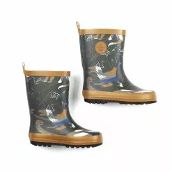 Deux Par Deux Inted Rain Boots Khaki Dinosaurs