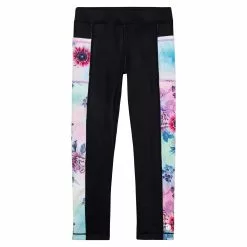 Deux Par Deux Inted Athletic Legging - Black And Multicolor Flowers