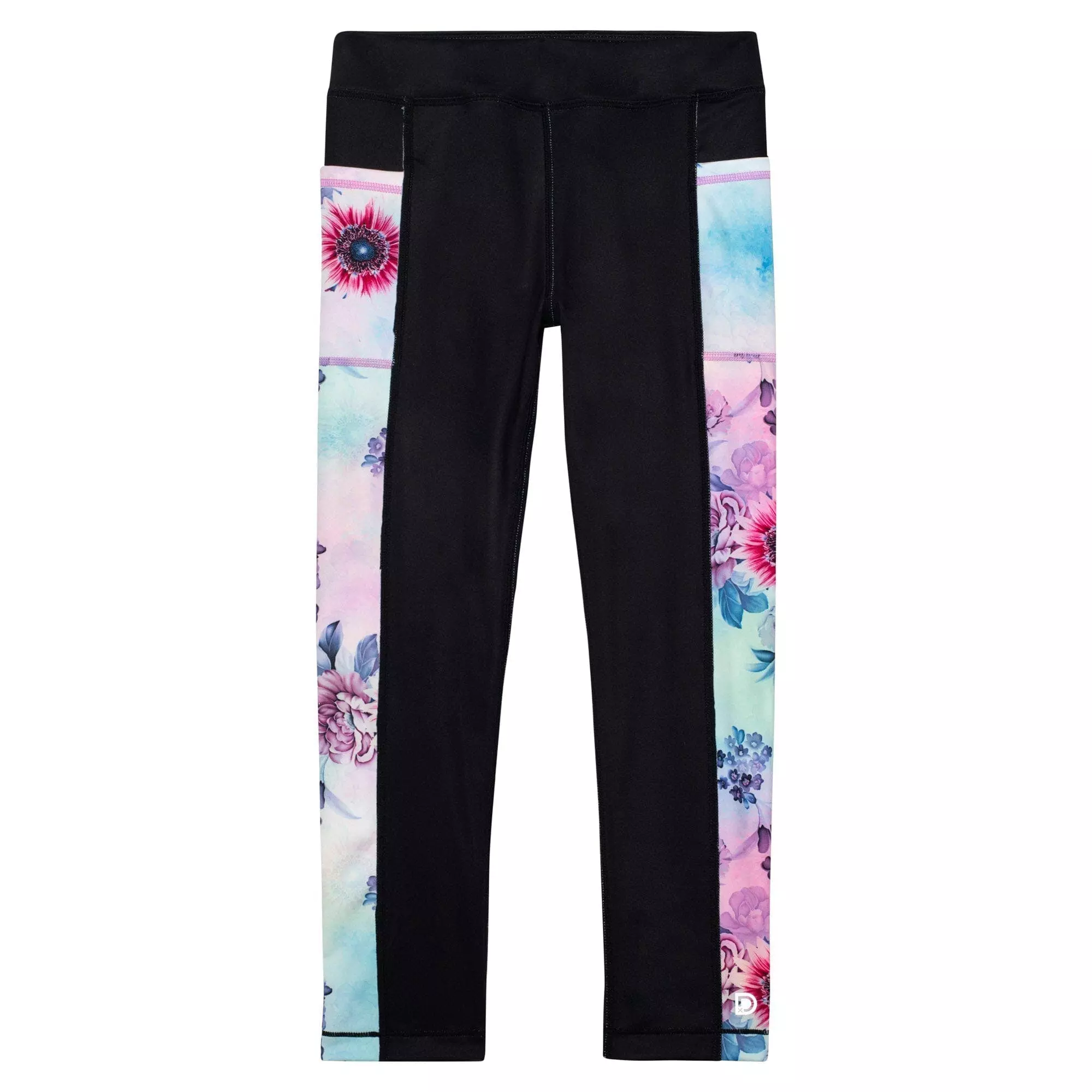 Deux Par Deux Inted Athletic Legging - Black And Multicolor Flowers