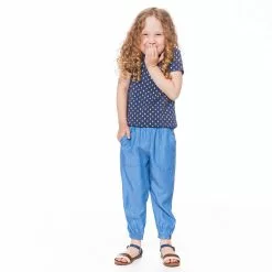 Deux Par Deux Elastic Waist Chambray Pant