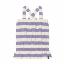 Deux Par Deux Striped Basic Tank Top In Violet & White