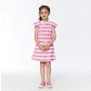 Deux Par Deux Striped Short Sleeve Dress Pink & White