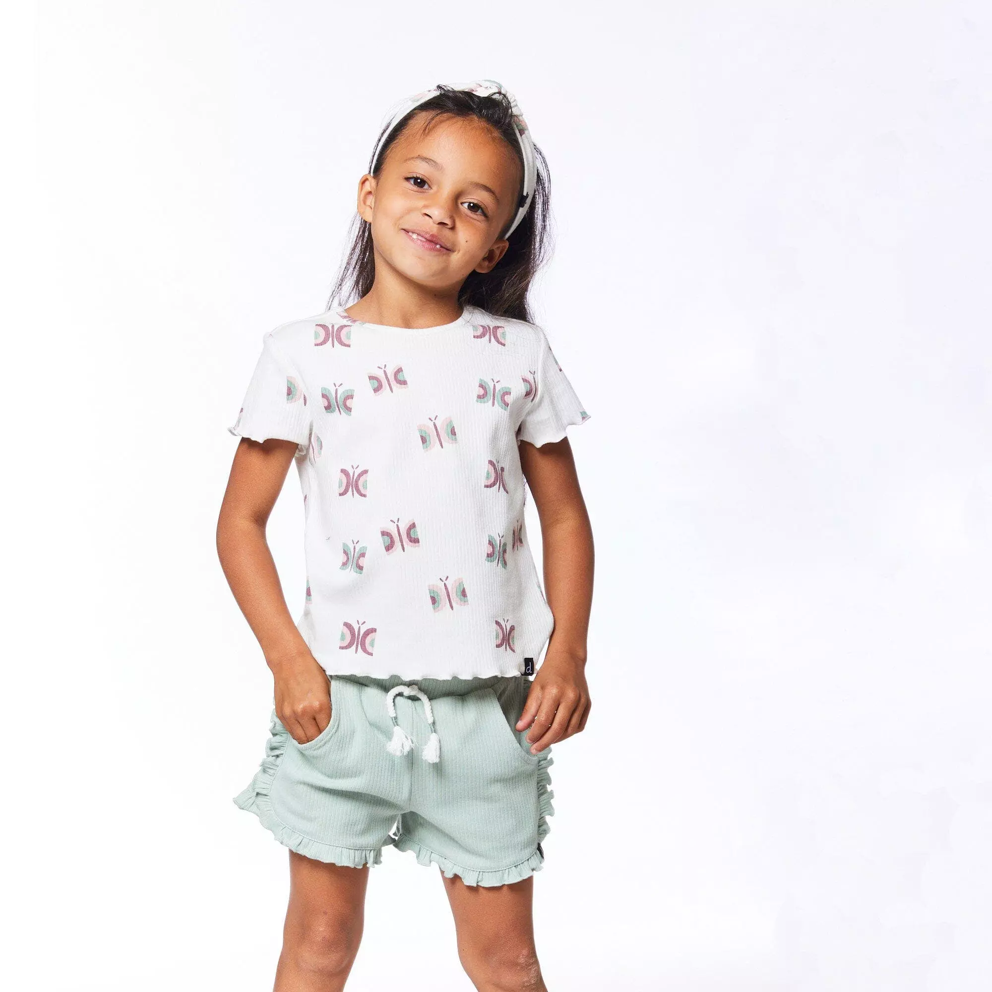 Deux Par Deux Short With Frill Frosty Green