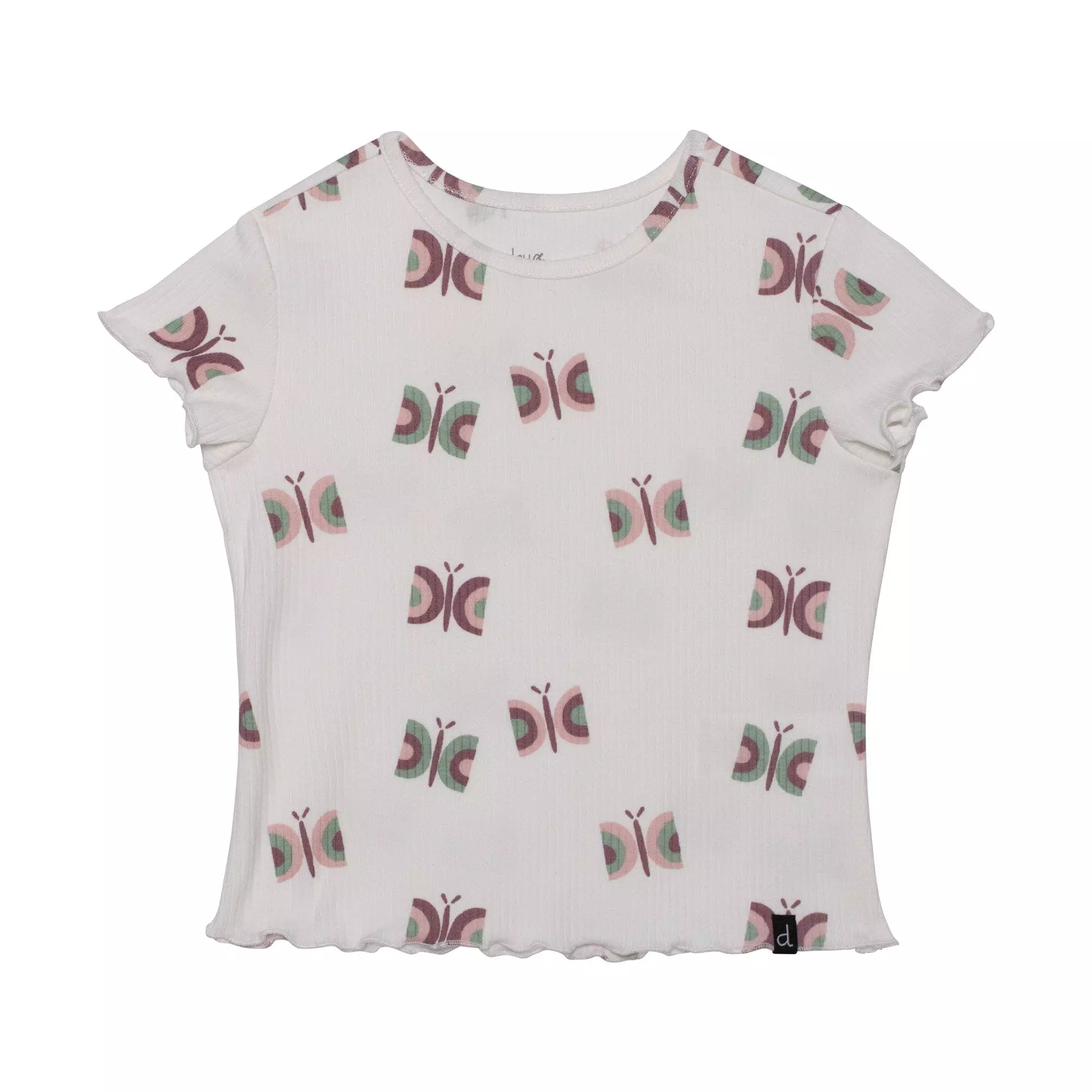 Deux Par Deux Inted Short Sleeve Tee - Off White Butterflies
