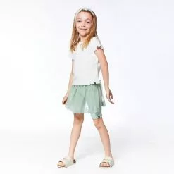 Deux Par Deux Biker Short With Lace Skirt - Frosty Green