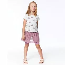 Deux Par Deux Biker Short With Lace Skirt - Dusty Mauve