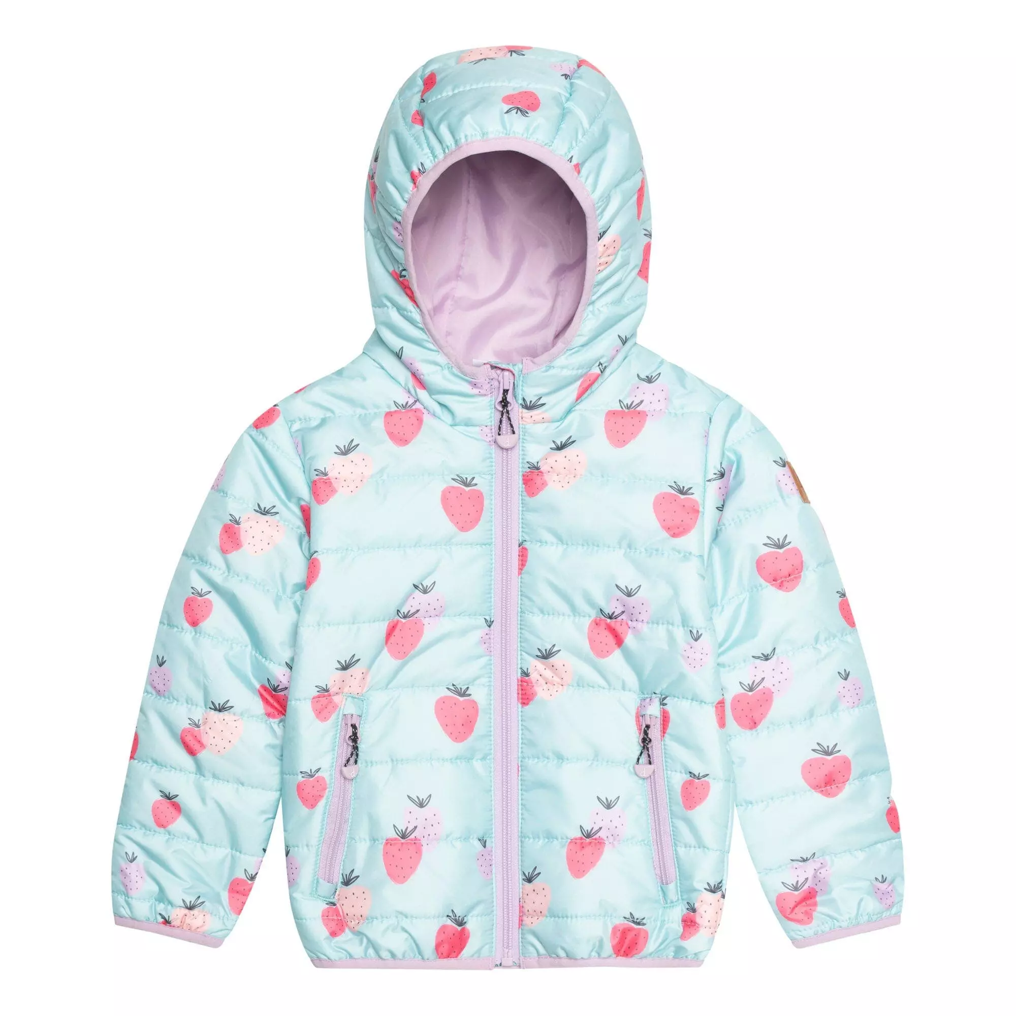 Deux Par Deux Inted Spring Puffer Jacket - Turquoise Strawberry