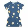 Deux Par Deux Inted French Terry Short Sleeve Raglan Dress - Navy Lemons