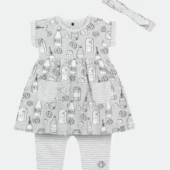 Deux Par Deux White "Milky Tummy" Dress & Capri Legging Set