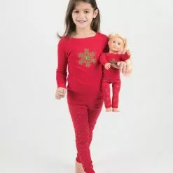 Leveret Matching Girl & Doll Cotton Snowflake Pajamas