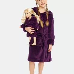 Leveret Girl And Doll Fleece Hooded Robe Colors