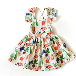 Worthy Threads Ruffle Sleeve Dress In Veggies