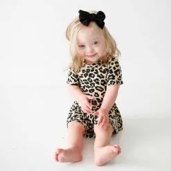 Posh Peanut Lana Leopard Tan Short Sleeve Twirl Skirt Bodysuit
