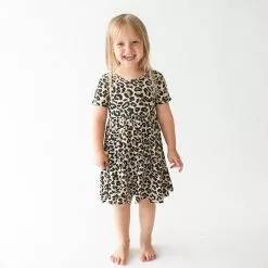 Posh Peanut Lana Leopard Tan Short Sleeve Twirl Dress