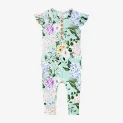 Posh Peanut Erin Ruffled Cap Sleeve Henley Romper