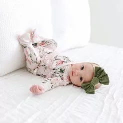 Posh Peanut Vintage Pink Rose Ruffled Tie-Front Kimono Set