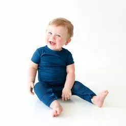 Posh Peanut Sailor Blue Short Sleeve Romper