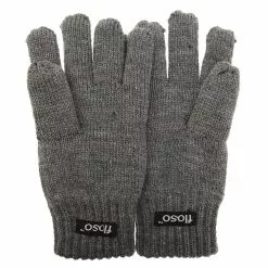 FLOSO Childrens Big Boys Knitted Thermal Gloves (3M 40g) (Grey)