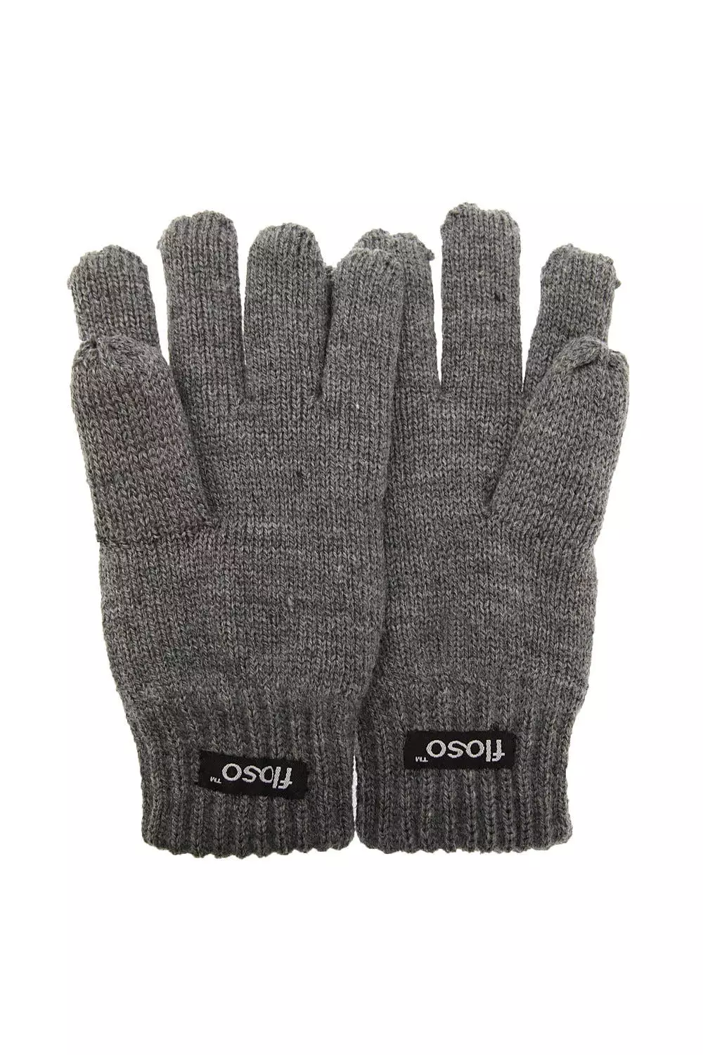 FLOSO Childrens Big Boys Knitted Thermal Gloves (3M 40g) (Grey)