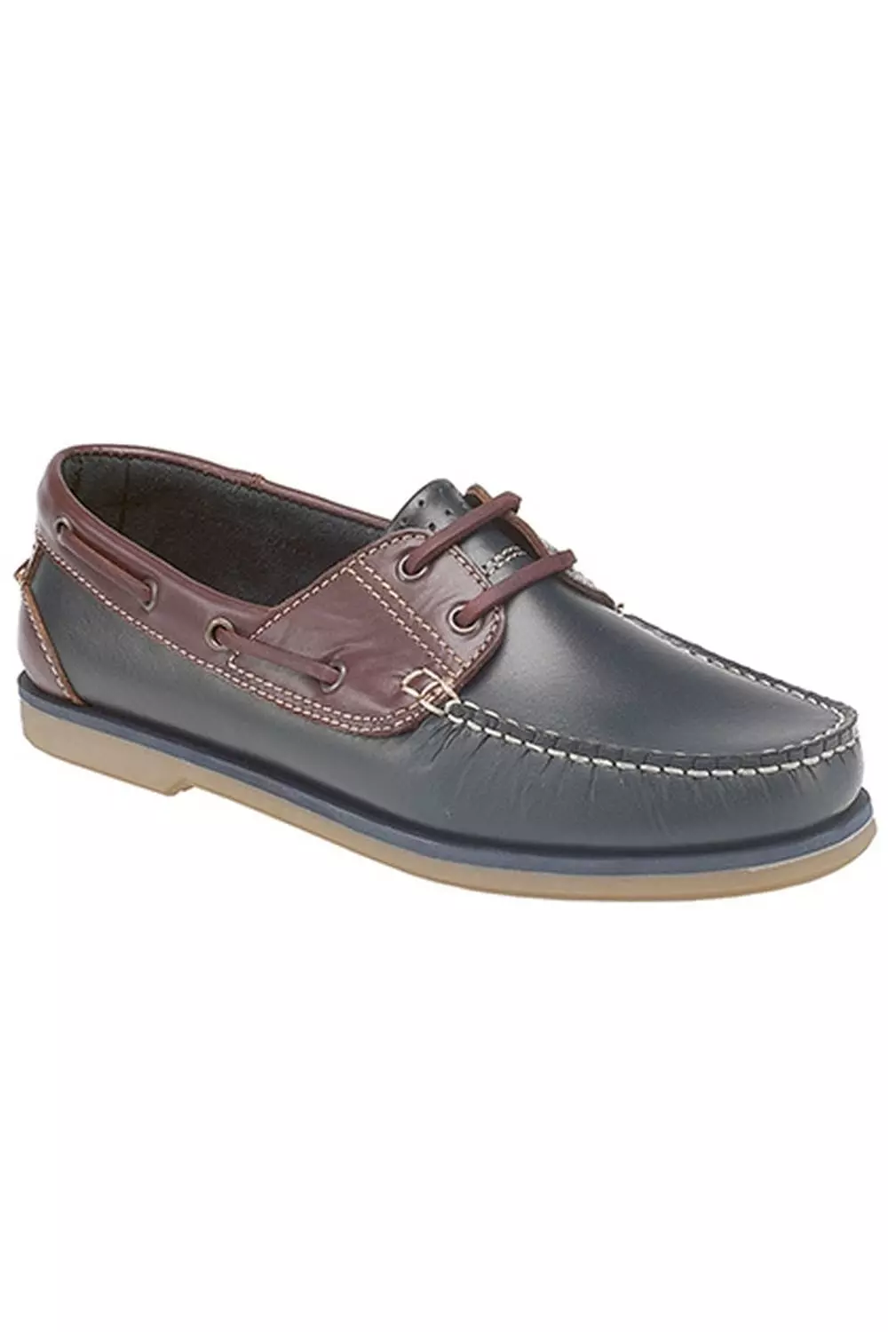 Dek Boys Moccasin Boat Shoes (Navy Blue/Brown)