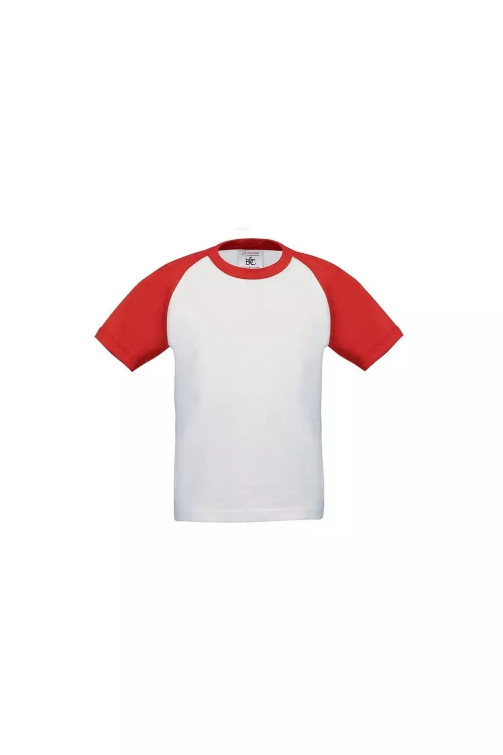 B&C Childrens Boys Short Sleeve Baseball T-Shirt - White/Red