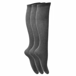 Universal Textiles Childrens Girls Plain Knee High School Socks (Pack Of 3) (Gray)