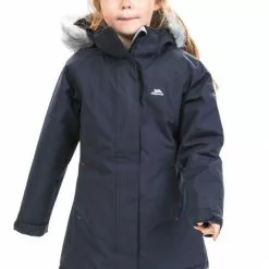 TRESPASS Childrens Girls Fame Waterproof Parka Jacket - Navy