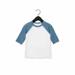 Bella + Canvas Ella + Canvas Youths 3/4 Sleeve Baseball T-Shirt (White/Denim)