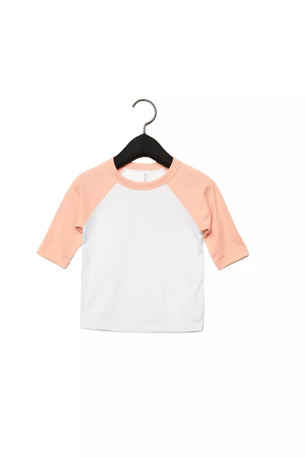 Bella + Canvas Ella + Canvas Youths 3/4 Sleeve Baseball T-Shirt (White/Heather Peach)