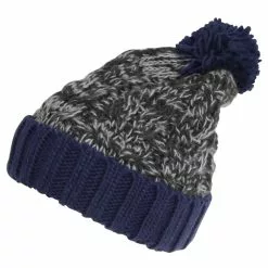 Universal Textiles Childrens/Kids Knitted Tassel Bobble Hat (Black/Navy)