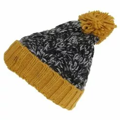 Universal Textiles Childrens/Kids Knitted Tassel Bobble Hat (Black/Yellow)