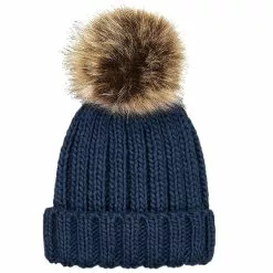 BEECHFIELD Junior Unisex PomPom Chunky Beanie - Navy Blue