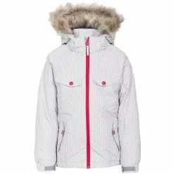 TRESPASS Girls Denia Touch Fastening Hooded Ski Jacket (Platinum Print)