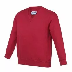 Awdis Academy Childrens/Kids Junior V Neck School Jumper/Sweatshirt (Pack Of 2) - Red
