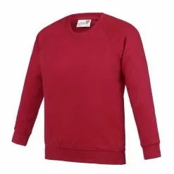 AWDis Academy Childrens/Kids Crew Neck Raglan School Sweatshirt (Pack Of 2) (Red)