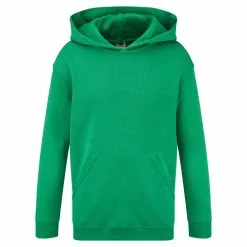 FRUIT OF THE LOOM Of The Loom Childrens Unisex Hooded Sweatshirt/Hoodie - Heather Green