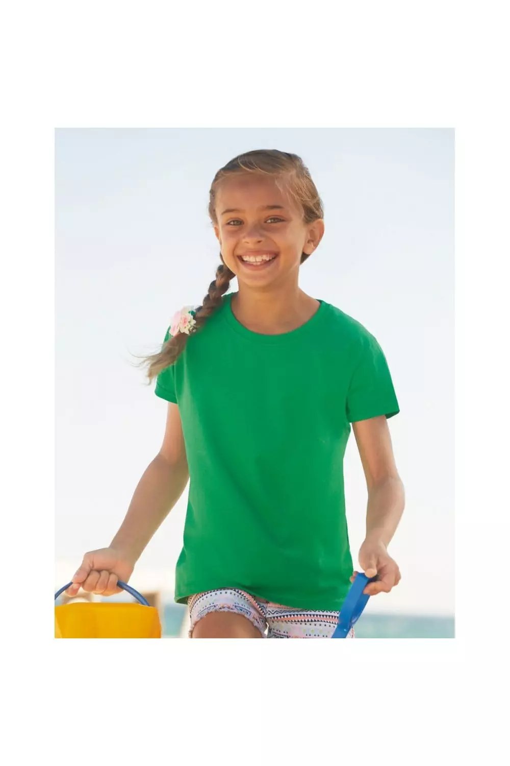 Of The Loom Fruit Of The Loom Big Girls Childrens Valueweight Short Sleeve T-Shirt (Pack Of 5) (Kelly Green) - Image 5