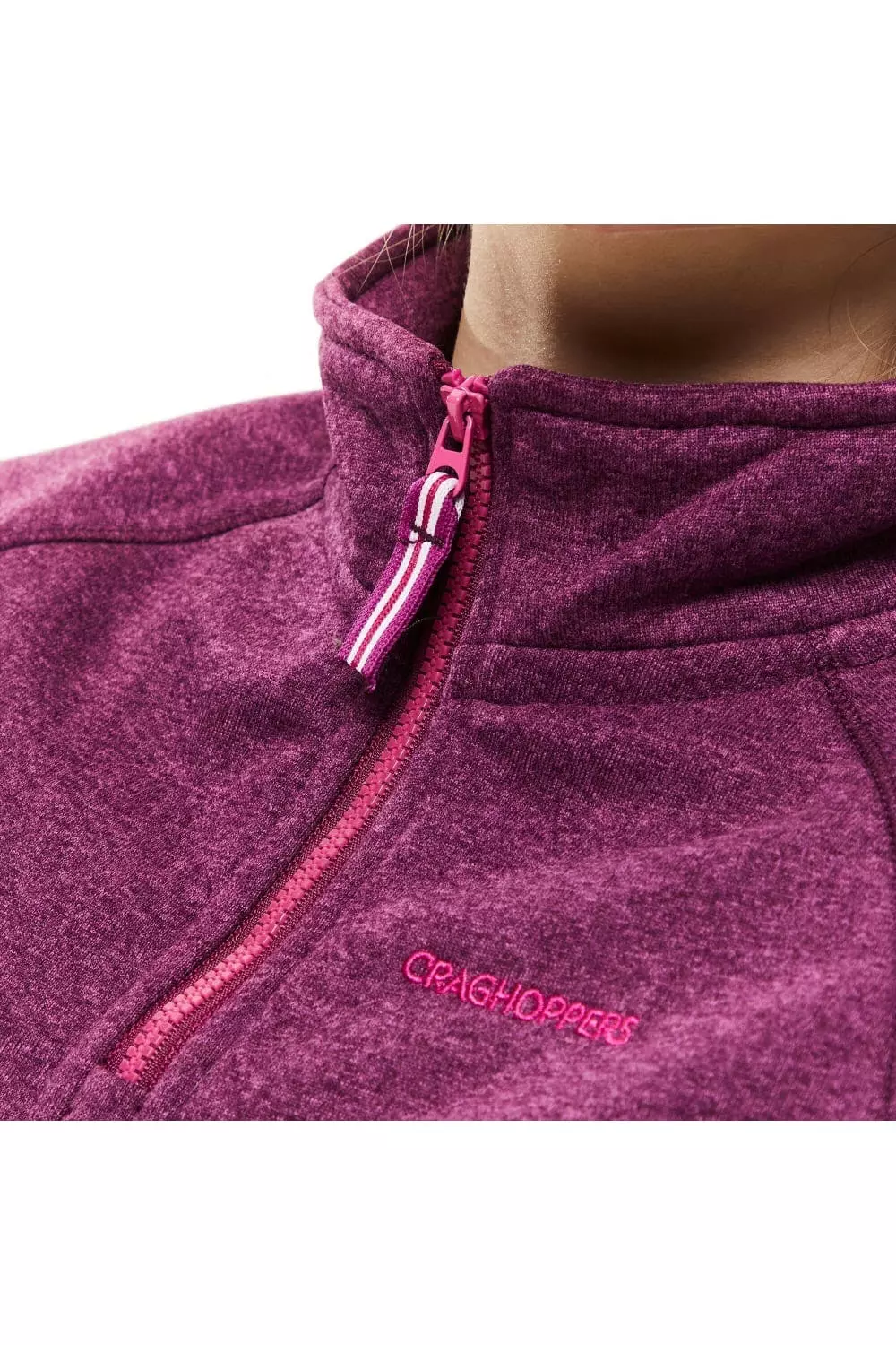 Craghoppers Girls Gibb Marl Half Zip Fleece Top (Blackcurrant) - Image 3