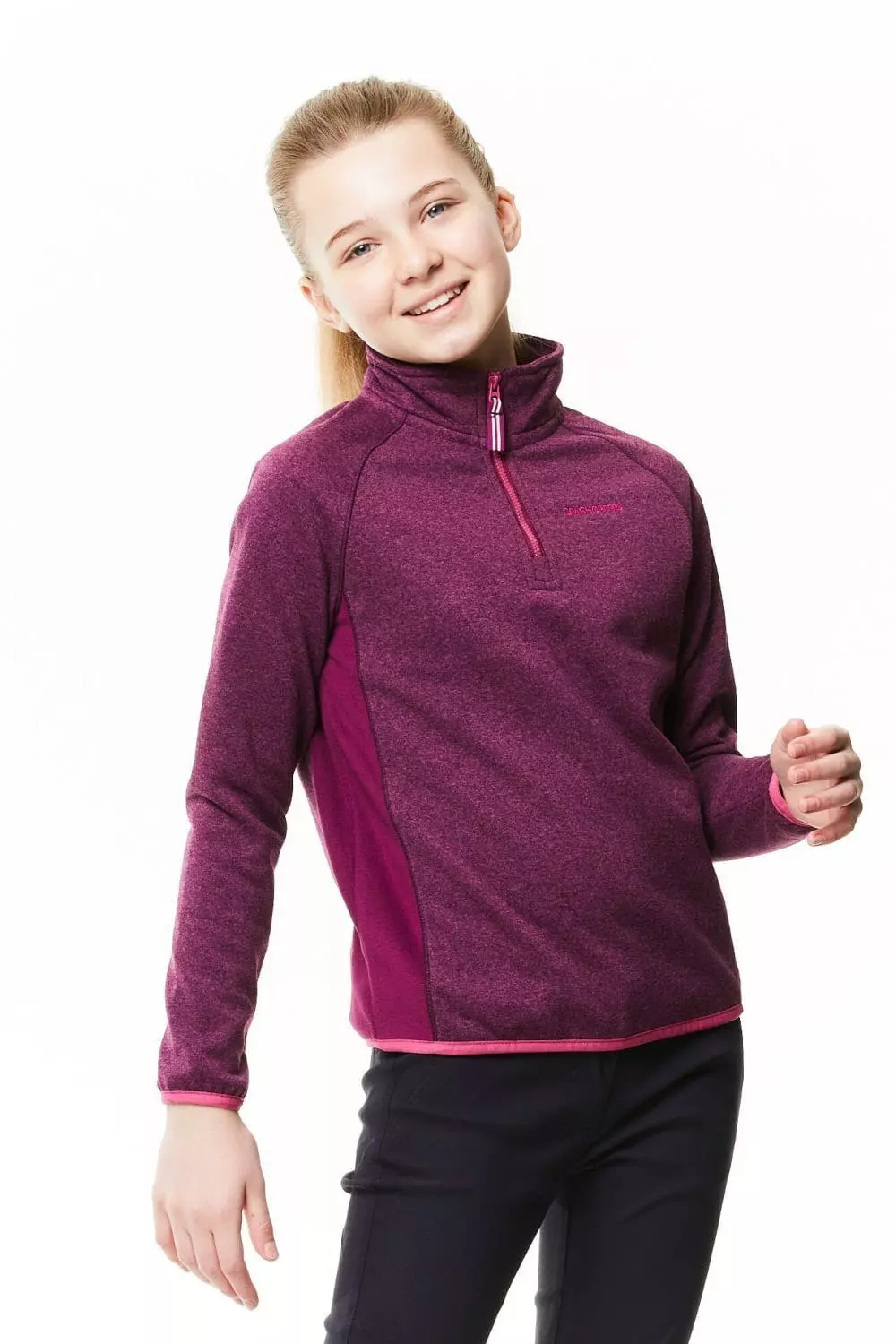 Craghoppers Girls Gibb Marl Half Zip Fleece Top (Blackcurrant)