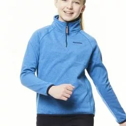 Craghoppers Girls Gibb Marl Half Zip Fleece Top (Mediterranean Blue)
